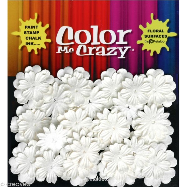 Petaloo color me crazy delphinium Blanc - Assortiment de 28 fleurs en papier - Photo n°1