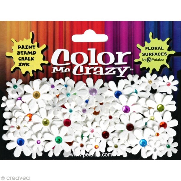 Petaloo color me crazy strass Blanc - Assortiment de 80 fleurs en papier - Photo n°1