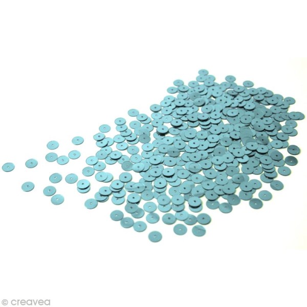 Sequin plat 6 mm Turquoise clair métallisé x 500 - Photo n°1