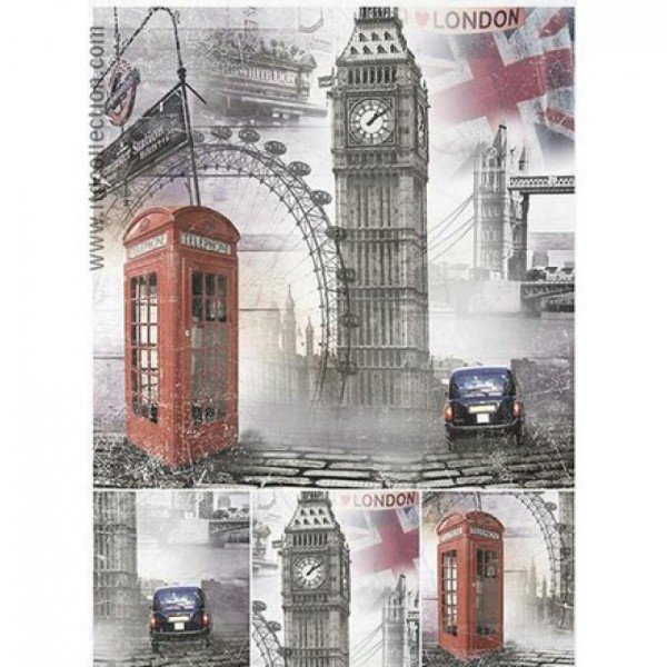 1 feuille de papier de riz 21 x 28 cm découpage collage LONDRE 841 - Photo n°1
