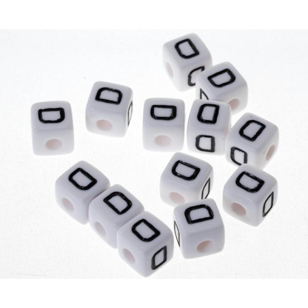 Lot de 10 perles Lettre P Perle acrylique alphabétique de 10 x 10 mm Blanc