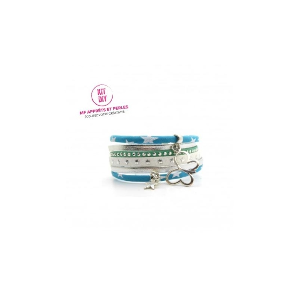 Kit bracelet Liberty de Lawn bleu turquoise suédines ton blanc et turquoise - 1 pièce - Photo n°1
