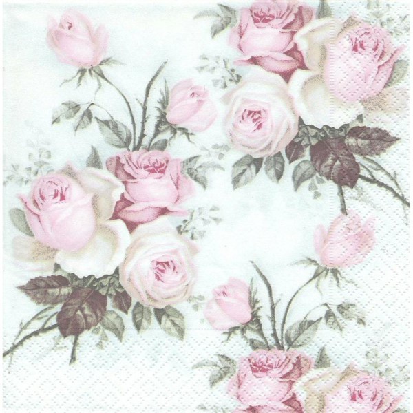 4 Serviettes en papier Roses anglaises Format Diner - Photo n°1