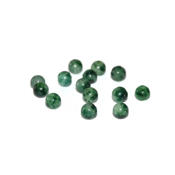 10 Perles Jade Naturelle Vert Foncé Et Vert 8mm (w3) - Photo n°1