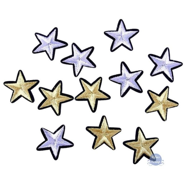 Pack de 5 écussons brodés thermocollants étoiles argentées 4 cm - Photo n°1