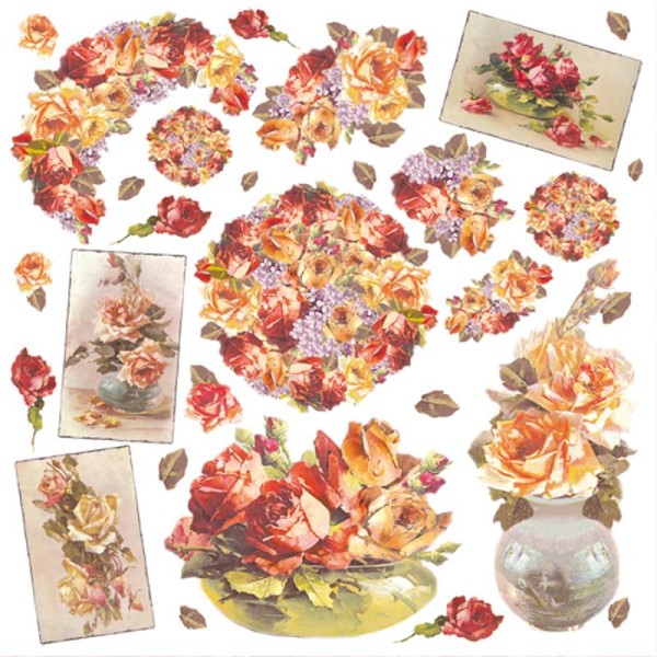 Serviette en papier de riz Couronne de fleurs Roses  50x50 cm - Photo n°1
