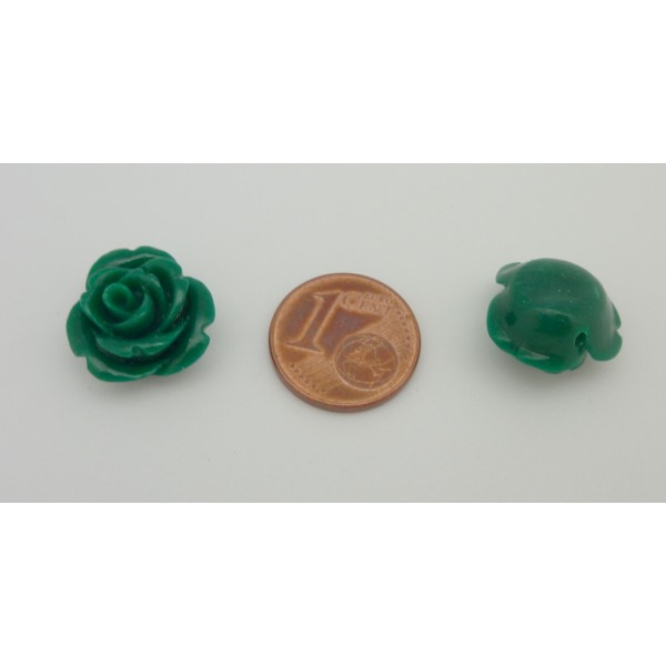 R-perle Rose Ciselée Verte En Résine 15,5mm - Photo n°2