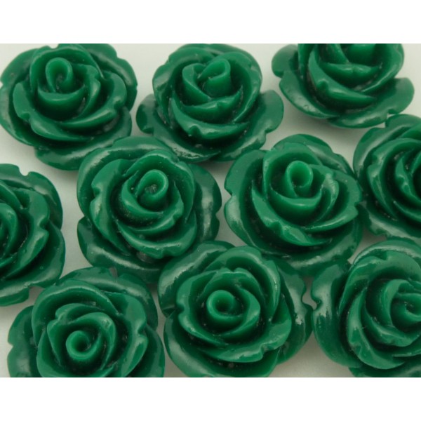 R-perle Rose Ciselée Verte En Résine 15,5mm - Photo n°1