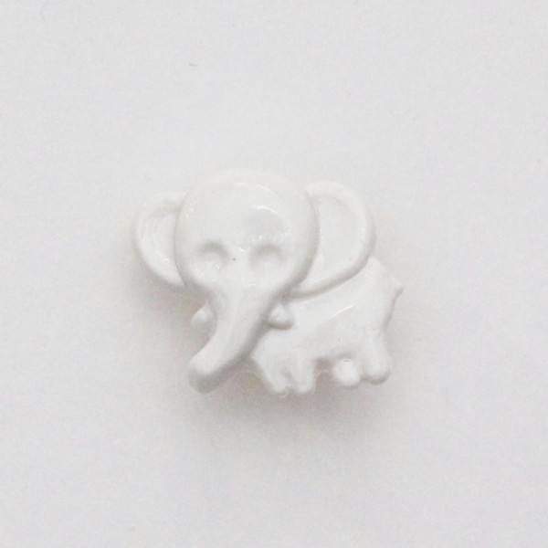 Lot de 10 x Boutons Eléphant à Queue 15mm : Blanc - Photo n°1