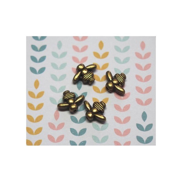 5 Mini perles abeille en métal couleur bronze 8x10,5mm - Photo n°1