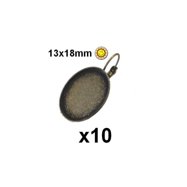 10 Supports Boucles D'oreilles Dormeuses Bronze pour Cabochon 13x18mm - Photo n°1