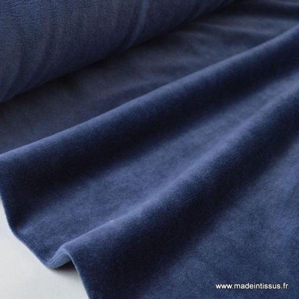 Tissu velours rasé pyjamas nicky Bleu Marine .x1m - Photo n°1