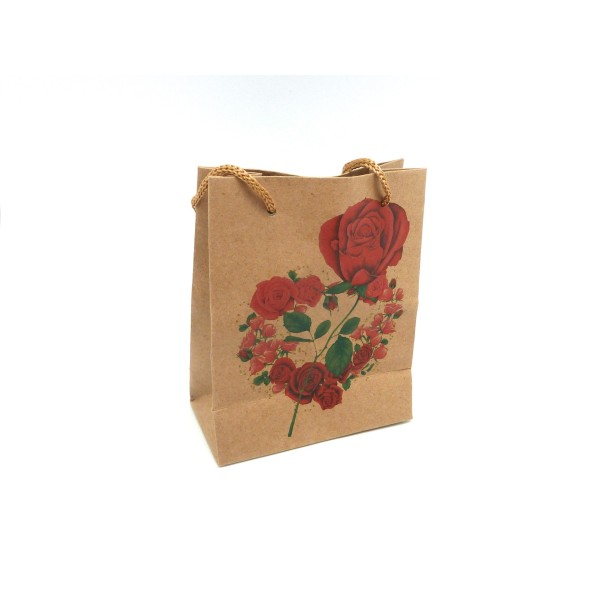 R-pochette Cadeaux 11 X 14,5cm Motif Rose Rouge À Soufflet En Papier Épais - Photo n°1