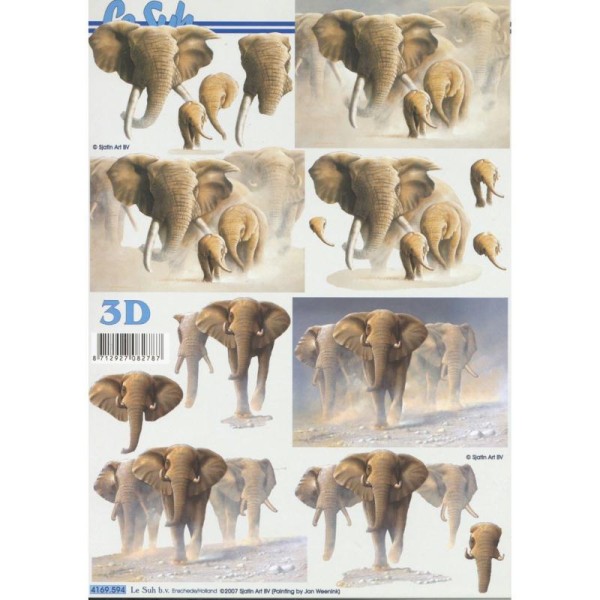 Feuille 3D à découper A4 éléphant - Photo n°1