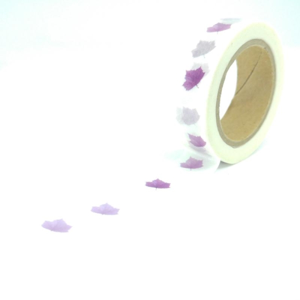 Washi Tape feuilles d’érables effet aquarelle 10Mx15mm violet - Photo n°1