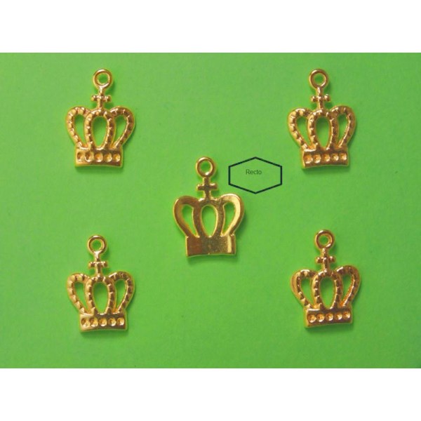 LOT 5 CHARMS METALS DORES : couronne  14 mm - Photo n°1