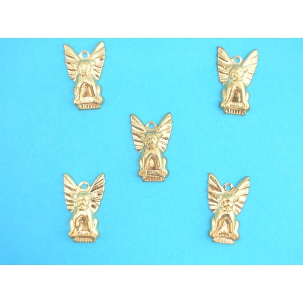 LOT  5 CHARMS METALS DORES : Guardian dog 19 mm - Photo n°1