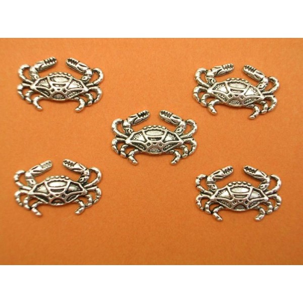 LOT  5 CHARMS METALS : crabe 20mm - Photo n°1