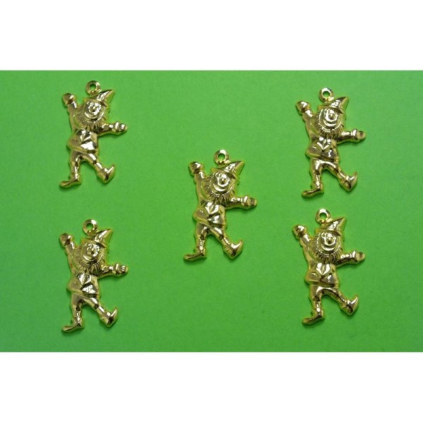 LOT  5 CHARMS METALS  DORES  : lutin 24mm - Photo n°1