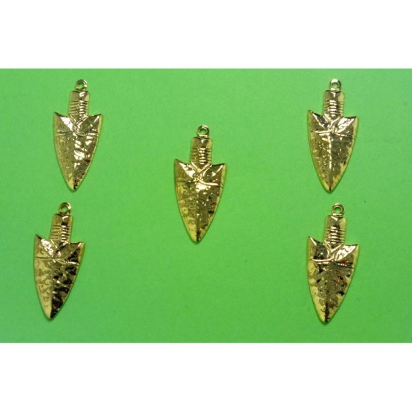 LOT  5 CHARMS METALS DORES : Pelle jardin 25mm - Photo n°1