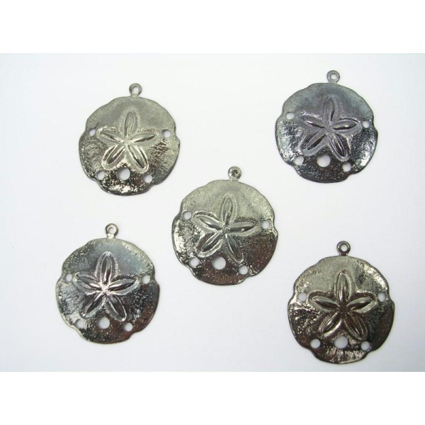 LOT  5 CHARMS METALS  NOIRS  : Coquillage 26mm - Photo n°1