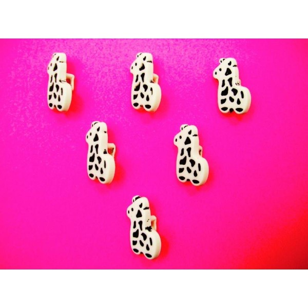 LOT 6 BOUTONS : girafe blanche/noire 17mm - Photo n°1