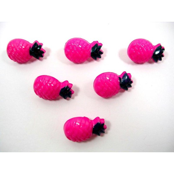 LOT 6 BOUTONS : ananas rose  18mm - Photo n°1