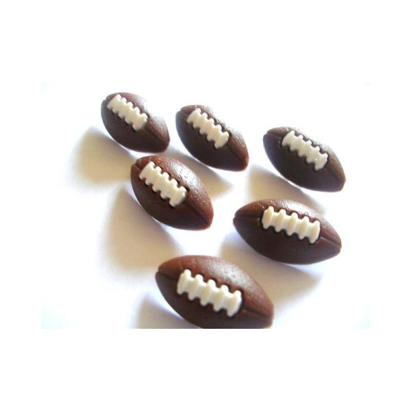 LOT 6 BOUTONS : ballon rugby marron 19mm - Photo n°1