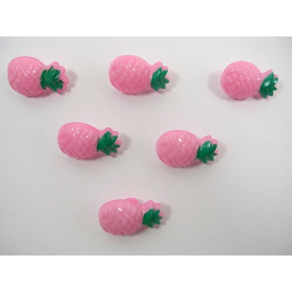 LOT 6 BOUTONS : ananas rose clair 18mm - Photo n°1