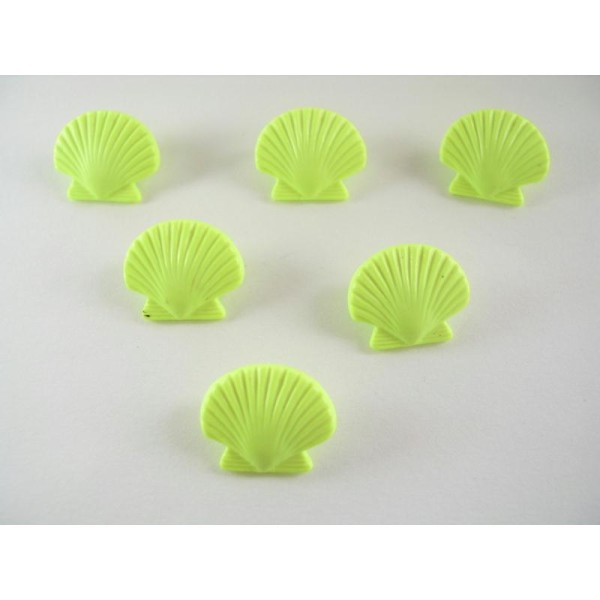 LOT 6 BOUTONS : coquille jaune 15mm - Photo n°1