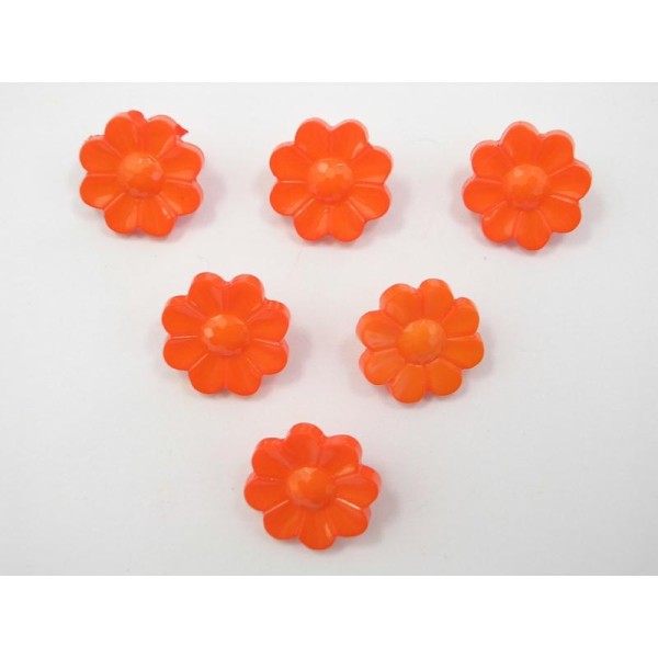 LOT 6 BOUTONS : fleur unie orange 15mm - Photo n°1