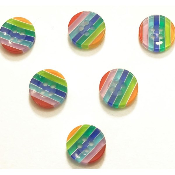 LOT 6 BOUTONS : rond multicolore 13mm (n° 5) - Photo n°1