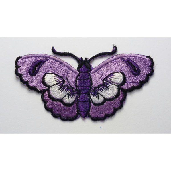 APPLIQUE TISSU THERMOCOLLANT : papillon violet 75*35mm - Photo n°1