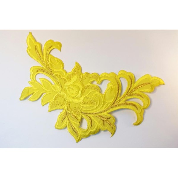 APPLIQUE TISSU THERMOCOLLANT : fleur jaune 210*120mm - Photo n°1
