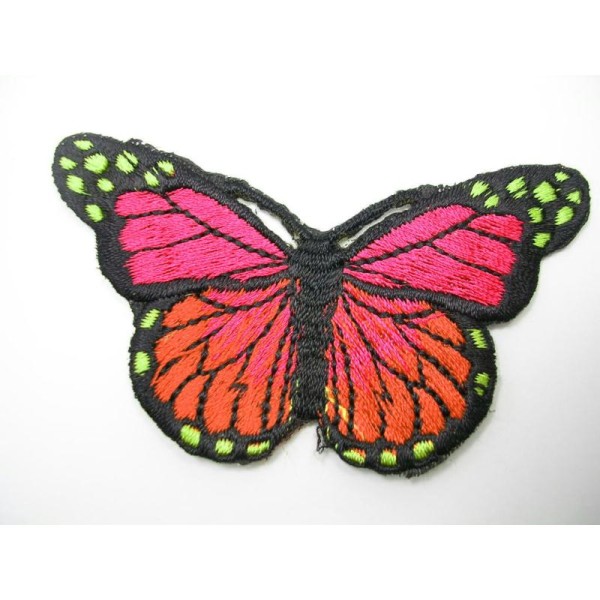 APPLIQUE TISSU THERMOCOLLANT : papillon rouge 75*40mm - Photo n°1