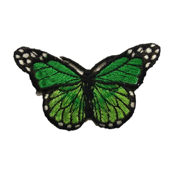 APPLIQUE TISSU THERMOCOLLANT : papillon vert 75*40mm - Photo n°1