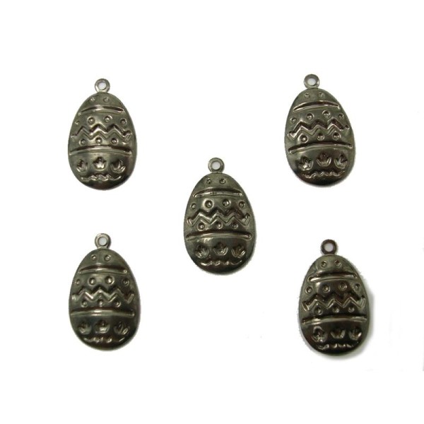 LOT  5 CHARMS METALS NOIRS  : boule  19mm - Photo n°1