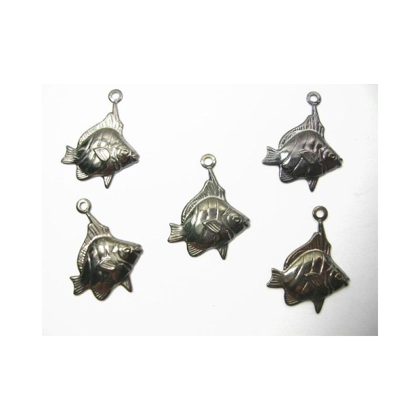 LOT  5 CHARMS METALS NOIRS  : Poisson 20mm - Photo n°1