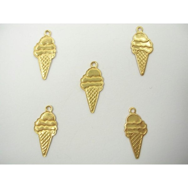 LOT  5 CHARMS DORES : Glace 15mm - Photo n°1