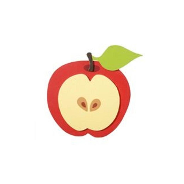 APPLIQUE EN BOIS COULEUR : pomme rouge/jaune 12*11cm - Photo n°1