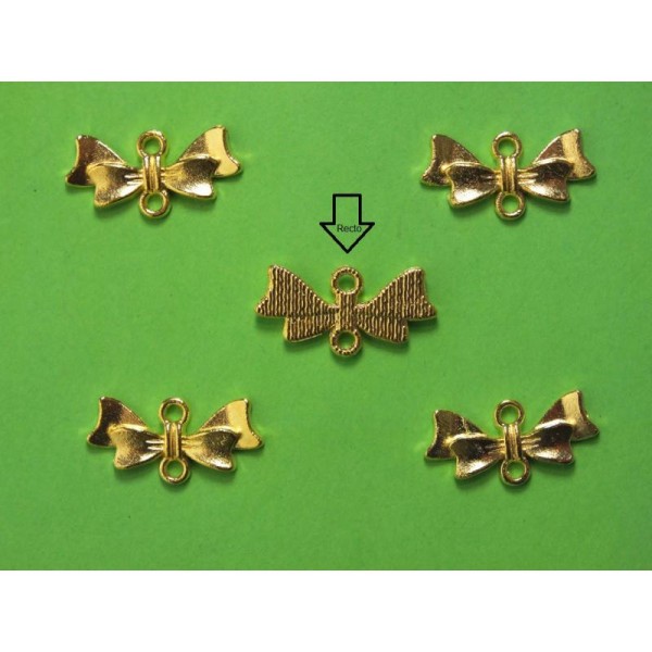 LOT  5 CHARMS METALS DORES : noeud papillon 19 mm - Photo n°1