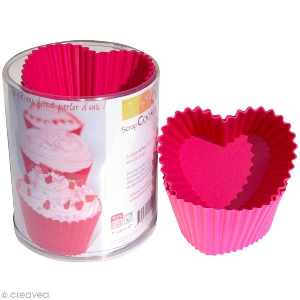 Caissettes cupcakes en silicone coeur x 6 - Photo n°1