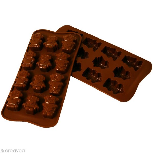 Moule chocolat en silicone Robots Silikomart x 12 - Photo n°1