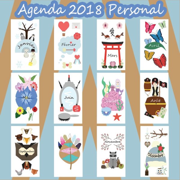 Kit pages à imprimer Agenda 2018 pour planner personal datés français - Photo n°1