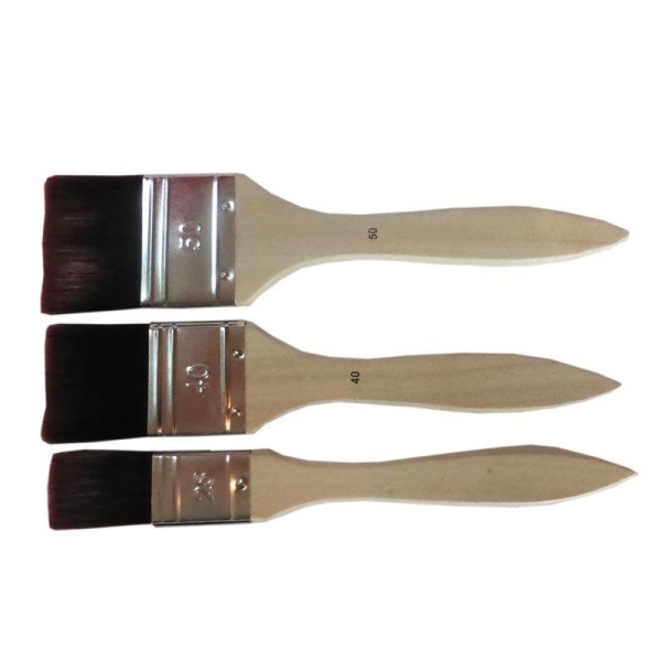 Pinceaux huile et Acrylique Pebeo - Set de 3 spalters polyamide brun - Photo n°2