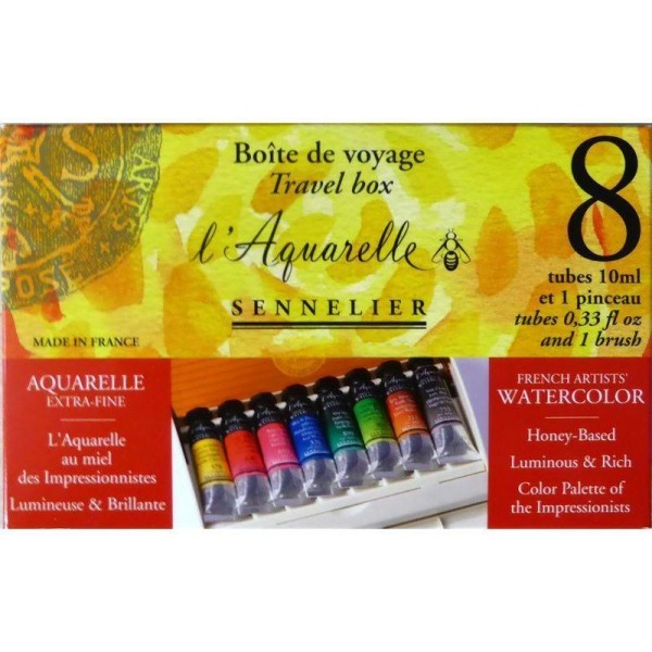 Boite de voyage 8 tubes aquarelle Sennelier - Photo n°1