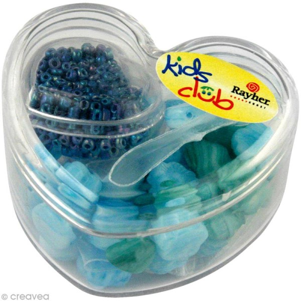 Kit enfant perles en verre - turquoise - Photo n°1
