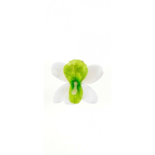 Orchidées sur pince (x6) blanc / vert anis - Photo n°1