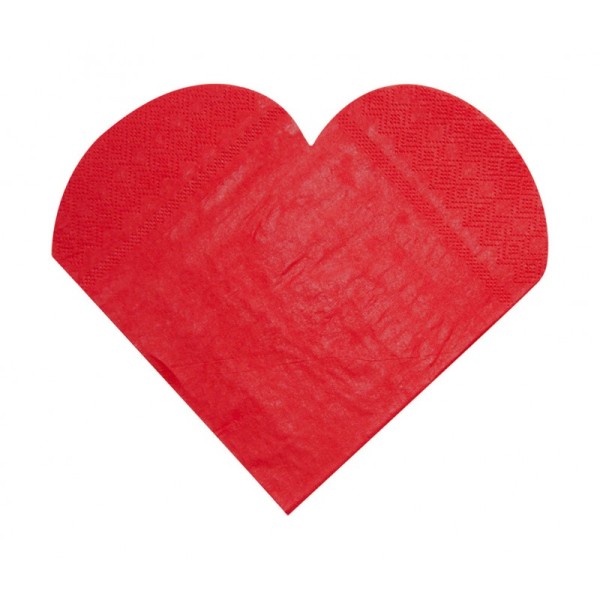 Serviettes de table forme coeur (x20)rouge - Photo n°1