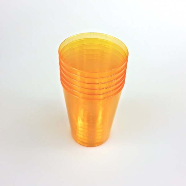Gobelets en plastique orange (x8) - Photo n°3